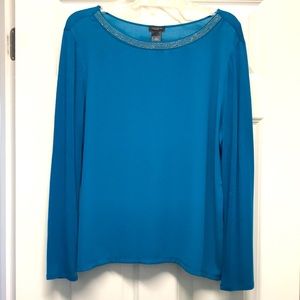 Ann Taylor Factory Size Large Blue Long-sleeved Top